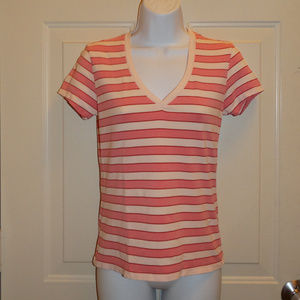 Pink Striped Stretch T-Shirt by Banana Republic